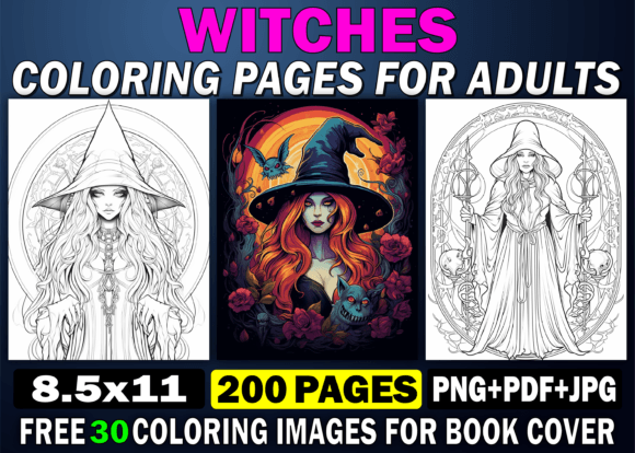 200 Witches Coloring Pages for Adults