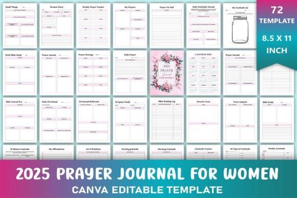 Editable 2025 Prayer Journal for Women
