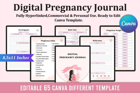 Editable Digital Pregnancy Journal KDP