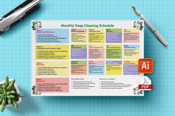 Monthly Deep Cleaning Schedule Planner